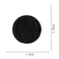 Round black embroidered patch detail, dog tooth edge clothing repair badge close up view. - Round Embroidered Patch (DW9105-1) / Black