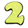 Neon yellow green number 2 embroidered patch iron on DIY clothing accessory badge appliques - 2