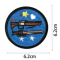 Embroidered hunter pistol patch, round clothing badge, DIY iron-on accessory 6.2cm - Shotgun Pattern(DW9095-1)