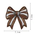 Brown and white striped bow embroidery patch, clothing and bag decorative patch, size 7.2x7.1cm - Striped Bow