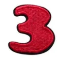 Red number 3 embroidered patch DIY garment accessory iron on patch for clothes hat decor - Number 3