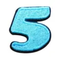 Blue embroidered number 5 patch garment accessory DIY decoration for clothing, hat, and bag. - Number 5