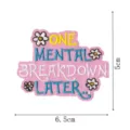 Cute pink embroidered patch with funny quote for clothing jacket and bag decoration. - Pink Mental Breakdown (DW9802-3)