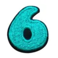 Cyan number 6 embroidered patch DIY clothing accessory iron on decorative badge applique - Number 6