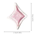 Close-up detail of a pink diamond-shaped embroidered patch with precise dimension markers. - Four-Pointed Star (DW8935)