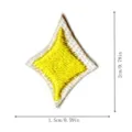 Embroidery patch detail showing the yellow and white diamond star shape with precise size. - Four-Pointed Star (DW8936)