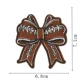 Toppa ricamata con fiocco da football marrone per vestiti borse, circa 6,8x7,1cm. - Fiocco Texturizzato
