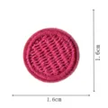 Round embroidered patch detail, 1.6cm diameter pink fabric badge for DIY clothes repair & decoration. - Round Embroidered Patch (DW9105-12) / Rose Red