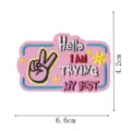 Cute pink peace sign embroidered patch detail, decorative iron on badge for jackets and bags. - Peace Gesture Slogan (DW9802-9)
