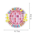 Embroidered disco ball patch appliques with fun text statement for jacket bag decoration - Disco Ball Slogan (DW9802-10)
