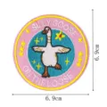 Cute silly goose embroidered patch for jacket backpack, round cloth iron-on patch accessory. - Dancing Silly Goose (DW9802-20)