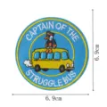 Detailed view of a cute cartoon duck captain embroidered patch for jacket and bag decoration. - School Bus Duck Captain (DW9802-22)