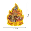 Embroidered patch iron on badge cute animal funny meme design jacket clothes decor 7x5cm - Drinking Coffee In Fire (DW9802-37)