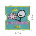 Embroidered patch funny brain stick figure cute badge clothing jacket DIY accessory - Stickman Holding Brain (DW9802-42)