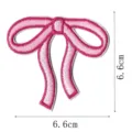 Close-up detail of the pink embroidered bow patch showing fine stitching and clear dimensions. - Bowknot Style(DW9067-21)