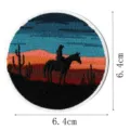 Western cowboy embroidery patch round desert sunset cactus clothing jacket DIY badge 6.4cm - DW9055-3
