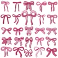 Pink bow embroidered patches for clothing, bags and accessories DIY decoration styles. - Set(DW9067-25Pcs) / 25 Pieces/Pack