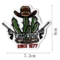 Western cowboy cactus embroidered patch detail view, perfect for clothing and hat DIY decoration. - DW9055-9