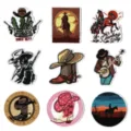 Western cowboy embroidered patches for clothing, jackets, hats, backpacks, DIY decorative badges. - DW9055 Set of 9