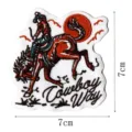 Western cowboy bucking horse embroidered patch with Cowboy Way text, 7x7cm DIY jacket decor badge. - DW9055-8