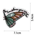 Bohemian style embroidered butterfly patch with inspirational text for DIY jacket decoration. - DW9122-3