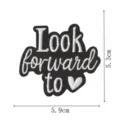 Black and white embroidered cloth patch with inspiring English letter quote and heart pattern. - DW9207-1