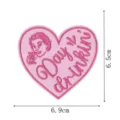 Pink heart embroidered patch with Day drinkin text and retro woman graphic DIY clothing accessory - Embroidered Patch (DW9805-3)
