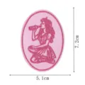Pink retro pinup girl embroidered patch iron on badge for clothing jacket diy 7cm - Embroidered Patch (DW9805-4)