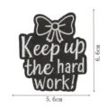 Black embroidered patch with bow design and inspiring quote for clothing decoration. - DW9207-4