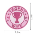 Pink trophy wife embroidered patch round clothing accessory decorative iron on badge 7.2cm - Embroidered Patch (DW9805-6)