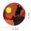 Western cowboy embroidered patch round sunset desert cloth badge for clothes bags hats decor - Desert Sunset and Cactus (DW9054-6)