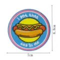 Detailed view of the cute hot dog embroidered patch, perfect for jackets and bags decoration. - Hot Dog Dog Slogan (DW9802-49)