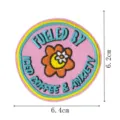 Cute embroidered flower slogan patch for jacket and bag decoration, durable fabric badge. - Iced Coffee Anxiety Round (DW9802-50)