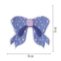 Detailed view of blue embroidered bow patch with polka dots and purple center, measuring 5x6 cm. - Polka Dot Bowknot