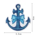 Blue anchor bow embroidered patch for clothing decoration, durable fabric badge appliques. - Anchor Bowknot