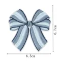 Close-up detail of the blue striped bow embroidery patch showing fine stitching and clear dimensions. - Striped Bow