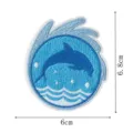 Blue dolphin wave embroidered patch clothing decorative sew on patch size 6x6.8cm item - Dolphin Wave