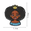 Cute afro girl embroidered patch with crown for DIY clothing decoration badge 7.5cm - Crown Girl (DW9810-10)