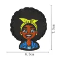 Close-up detail of the cute cartoon black girl embroidered patch with vibrant colors and back glue. - Cartoon Girl (DW9810-11)