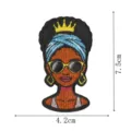 Cartoon Black Girl Embroidered Patch Iron-on DIY Clothing Accessories Badge 7.5x4.2cm - Sunglasses Headscarf Girl (DW9810-14)