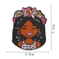 Cute Black girl embroidered patch cartoon anime floral wreath iron on badge apparel applique - Wreath Girl (DW9810-15)