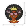 Cartoon Black Girl Embroidered Patch Iron on Crown Heart Sunglasses DIY Cloth Badge - Heart Sunglasses Girl (DW9810-12)
