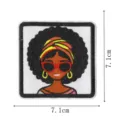 Square embroidered patch with stylish afro girl design, premium fabric badge for clothing. - Sunglasses Girl Style(DW9810-30)