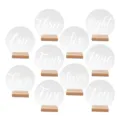 Números de mesa redondos de acrílico transparente con base de madera para bodas. - Números Redondos Borde Floral 1-10 con Base
