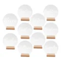 Set de numeros de mesa de acrilico transparente con base de madera para boda 11 al 20 - Números Redondos Borde Floral 11-20 con Base