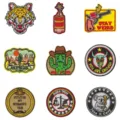 Western cowboy style embroidered patches set, cute cartoon decorative appliques for clothes. - Complete Set of 9 (DW9804 Set of 9)