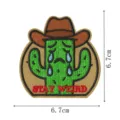 Close up detail of the cute crying cactus cowboy embroidered patch, showing fine stitching work. - Crying Cactus Style (DW9804-5)