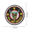 Western cowboy bull skull embroidered patch badge with inspirational quote, 6.6cm size. - Bull Skull Style (DW9804-6)