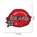 Écusson brodé Girl Gang lèvres rouges accessoire de vêtement badge DIY thermocollant - Style Lèvres et Rose (DW9804-12)