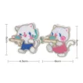 Cute cartoon cat embroidered patch set, colorful clothing, DIY iron-on phone case badge. - PD816 Style / 1 Pair